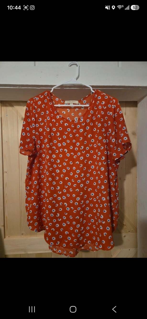 Everleigh Orange Floral Short Sleeve Blouse Size XL